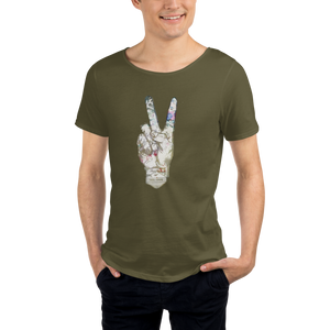 Peace military inspired Raw Neck Tee