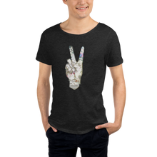 Load image into Gallery viewer, Peace military inspired Raw Neck Tee