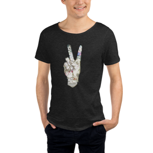 Peace military inspired Raw Neck Tee